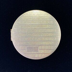 Vintage Richard Hudnut Loose Powder Compact Silver Tone Striped Design